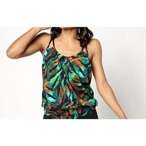 Kim Gravel Exotic Palms Size Plus 12 Tankini Top A629536 NWOT